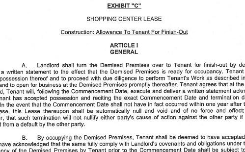 tenant finish out workletter